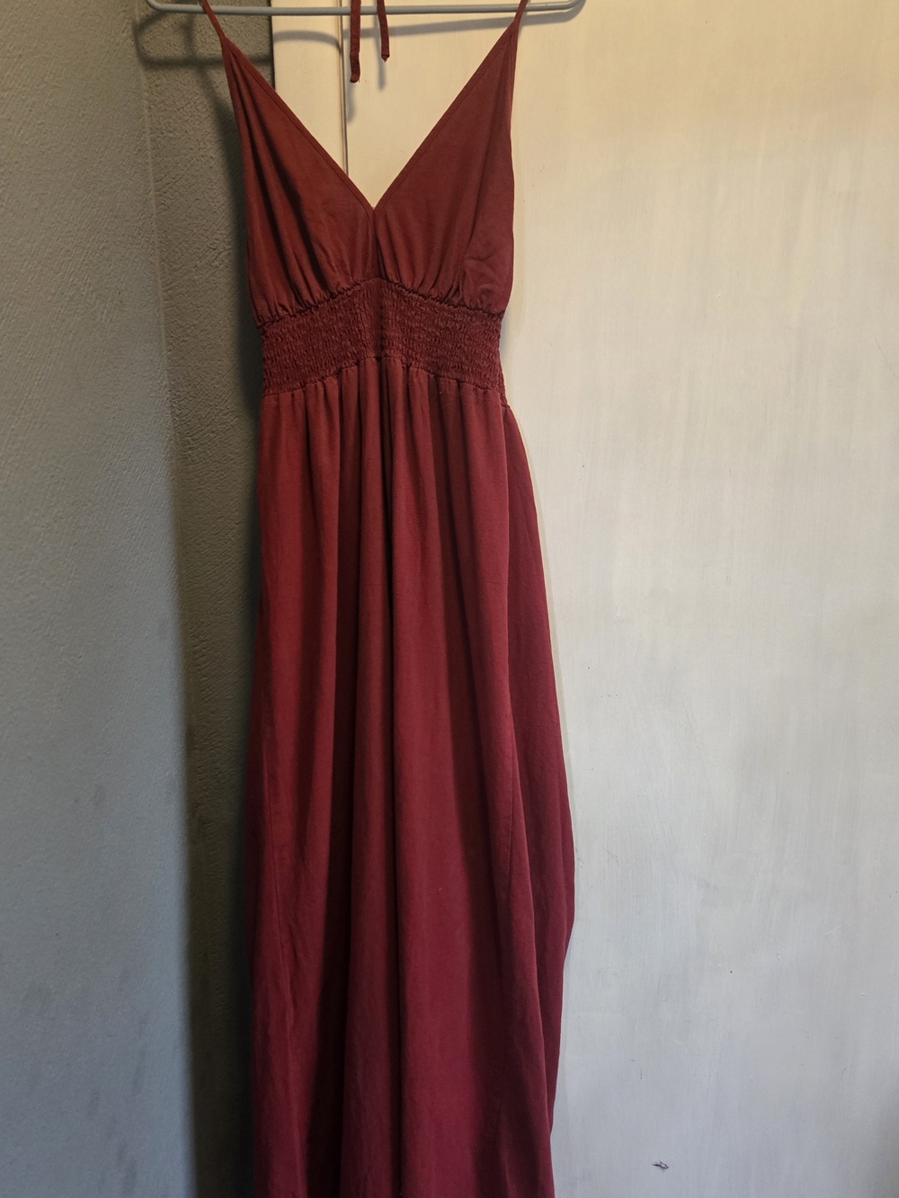 Spaghetti Strap V-Neck Pants Jumpsuit in Burgundy